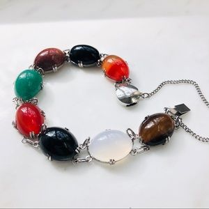 Vintage Multi-Gemstone Silver Bracelet